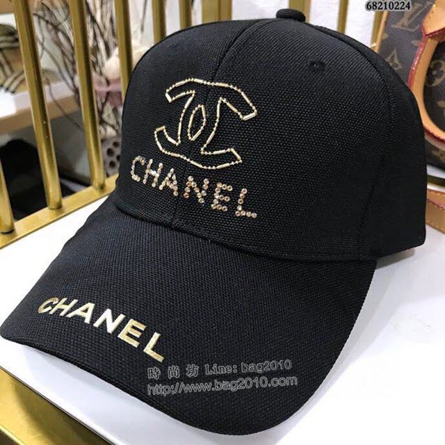 Chanel男女同款帽子 香奈兒貼鑽棒球帽鴨舌帽  mm1108
